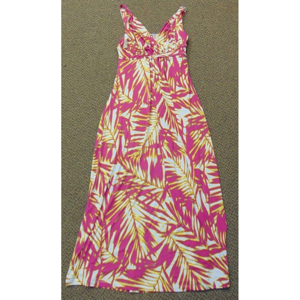 Covington Maxi Sun Dress Womens S Pink Yellow White Surplice Neck Empire Waist
